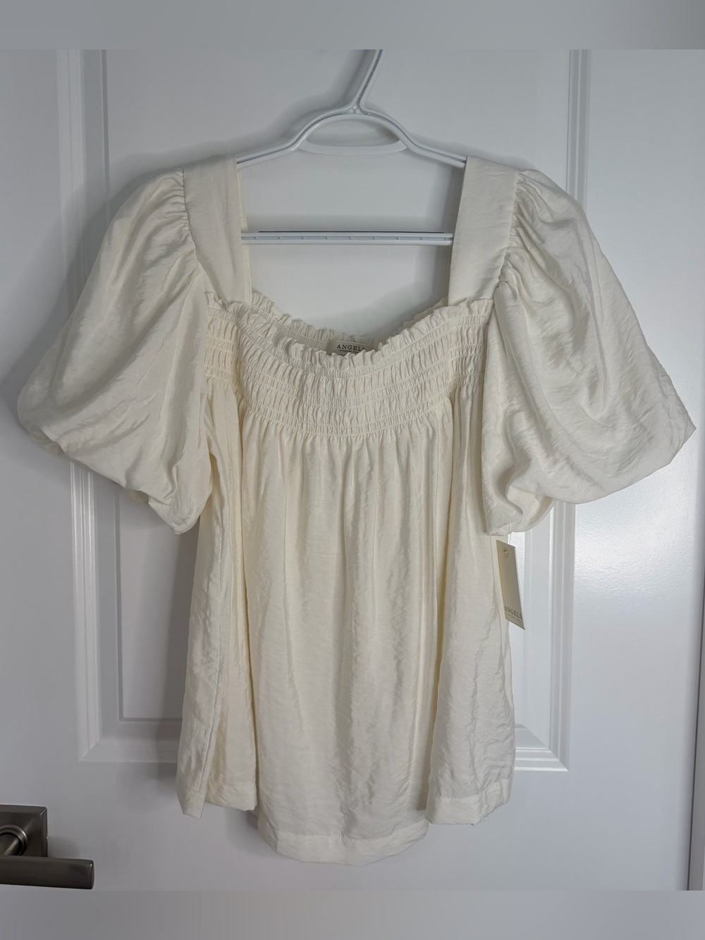 Angels Forever Young Cream Puff Sleeve Blouse NWT
